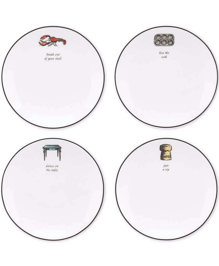 kate spade new york Concord Square Cause a Stir Set of 4 Tidbit Plates